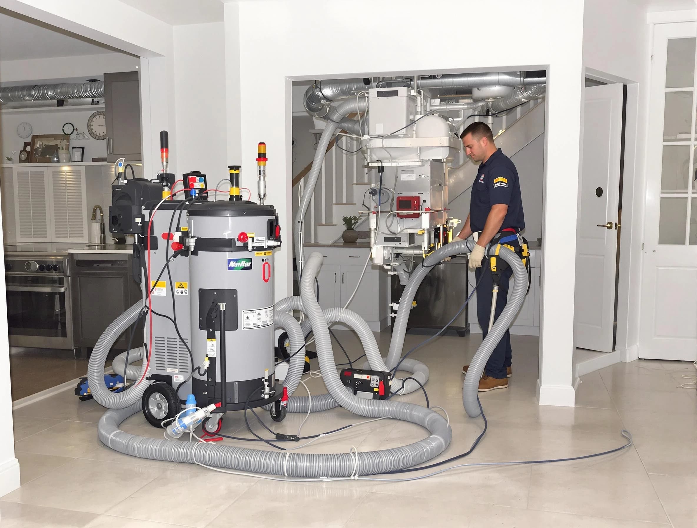 Midfield Air Duct Cleaning technician operating negative pressure cleaning equipment for thorough duct maintenance in Midfield