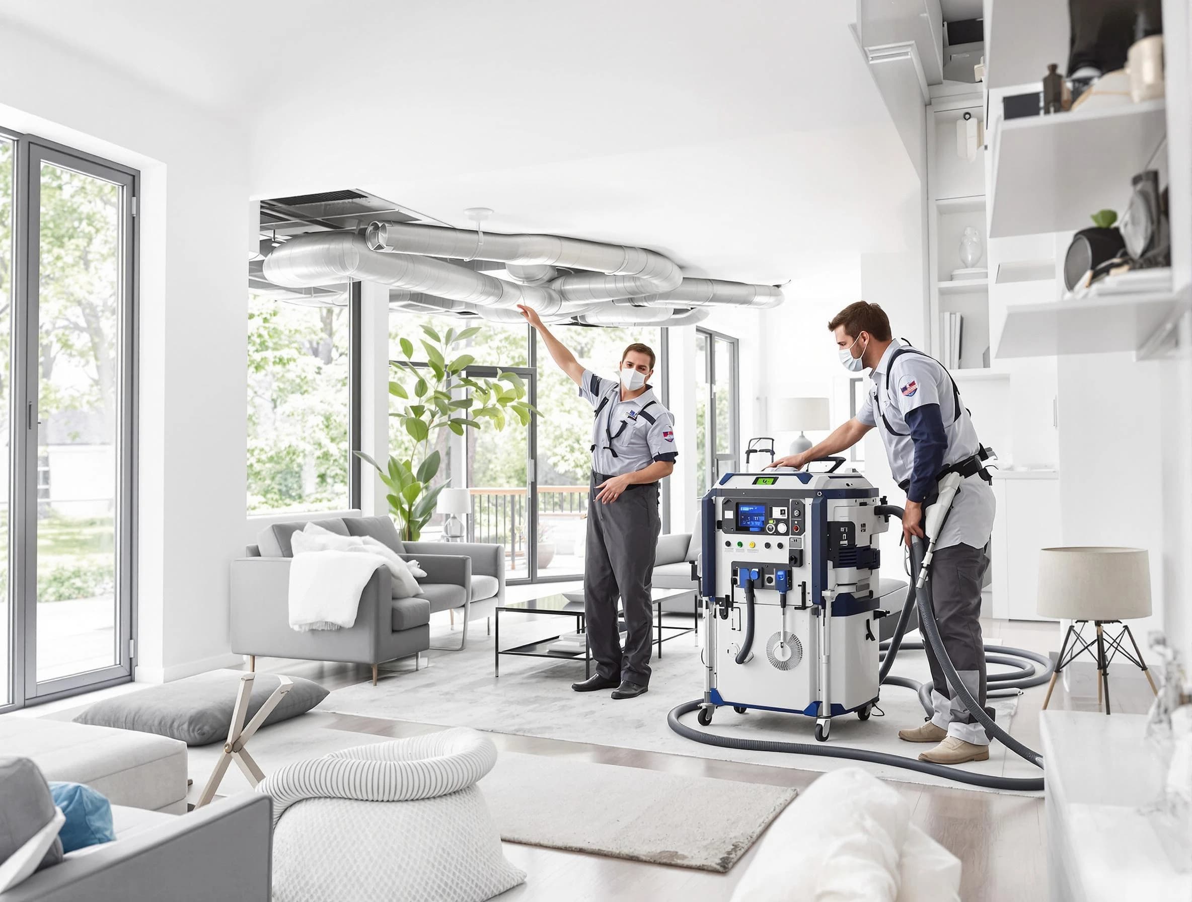 Midfield Air Duct Cleaning professional conducting pure air duct cleaning with state-of-the-art equipment in Midfield